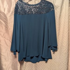 Chic Teal Sequin Women's Blouse